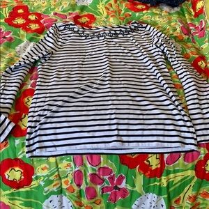 Vineyard vines black white striped sequin top L